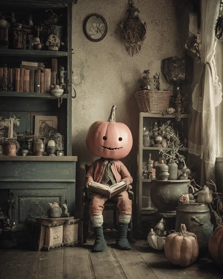 Pumpkin Head Halloween Art Print - 8"x10" Artwork