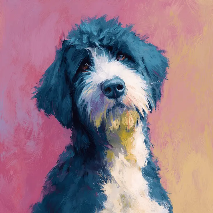 Portie Cutie - Portuguese Water Dog Art Print - 8"x8" Artwork for 12"x12" Frame