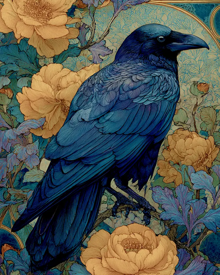 Old Nouveau Raven Art Print - 8"x10" Artwork
