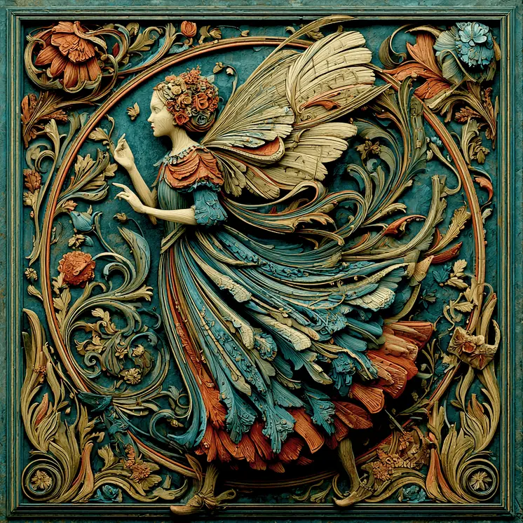 Fairy Wholesale Woodcut Style Art Print - 8"x8" Artwork for 12"x12" Frame