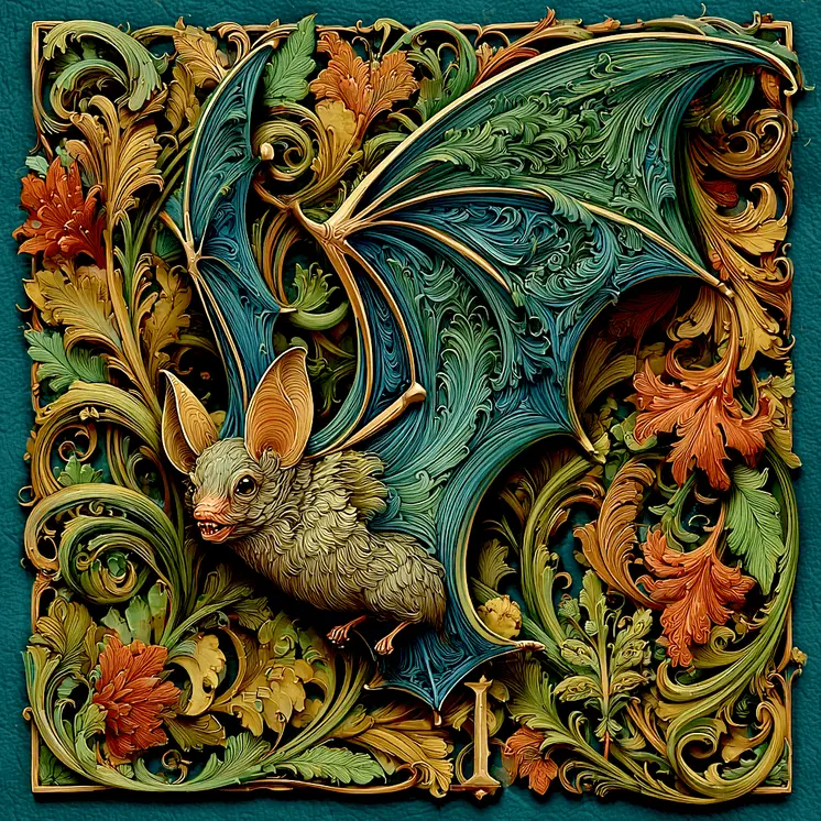 Bat Wholesale Woodcut Style Art Print - 8"x8" Artwork for 12"x12" Frame