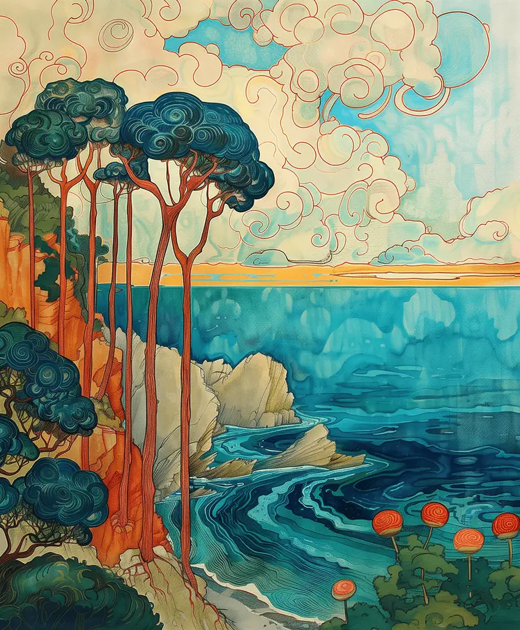 Art Nouveau Laguna Art Print - Art Nouveau Style 8"x10" Artwork