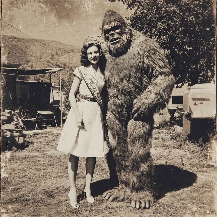 Beauty and the Bigfoot Art Print - 8"x8" Artwork for 12"x12" Frame