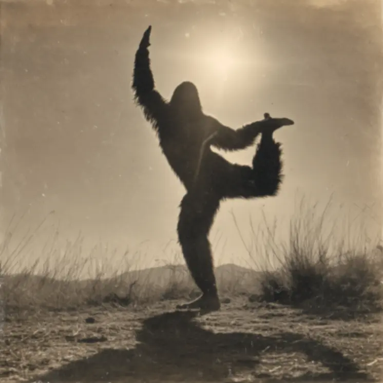 Bigfoot in Advanced Yoga Art Print - 8"x8" Artwork for 12"x12" Frame