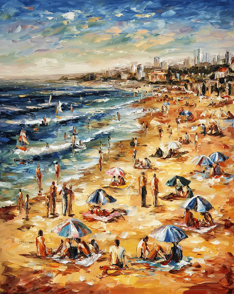Impressionism Couple Walking on Beach at Sunset art print: Impressionism 8”x10” for 11"x14" Frame