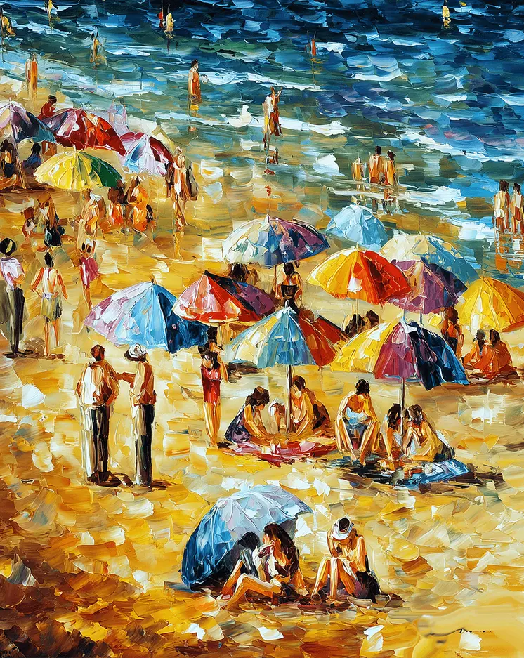 Impressionism Hot Day at the Beach art print: Impressionism 8”x10” for 11"x14" Frame