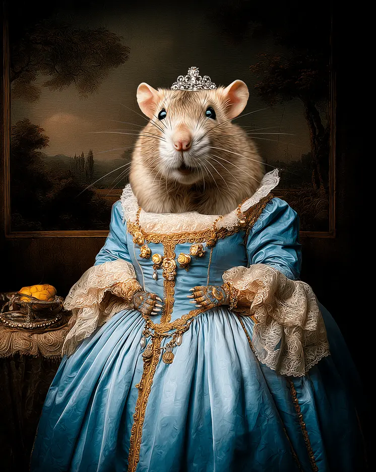 M'Lady, the Rat - Animals in Historic Clothing Art Print, 8"x10" Artwork