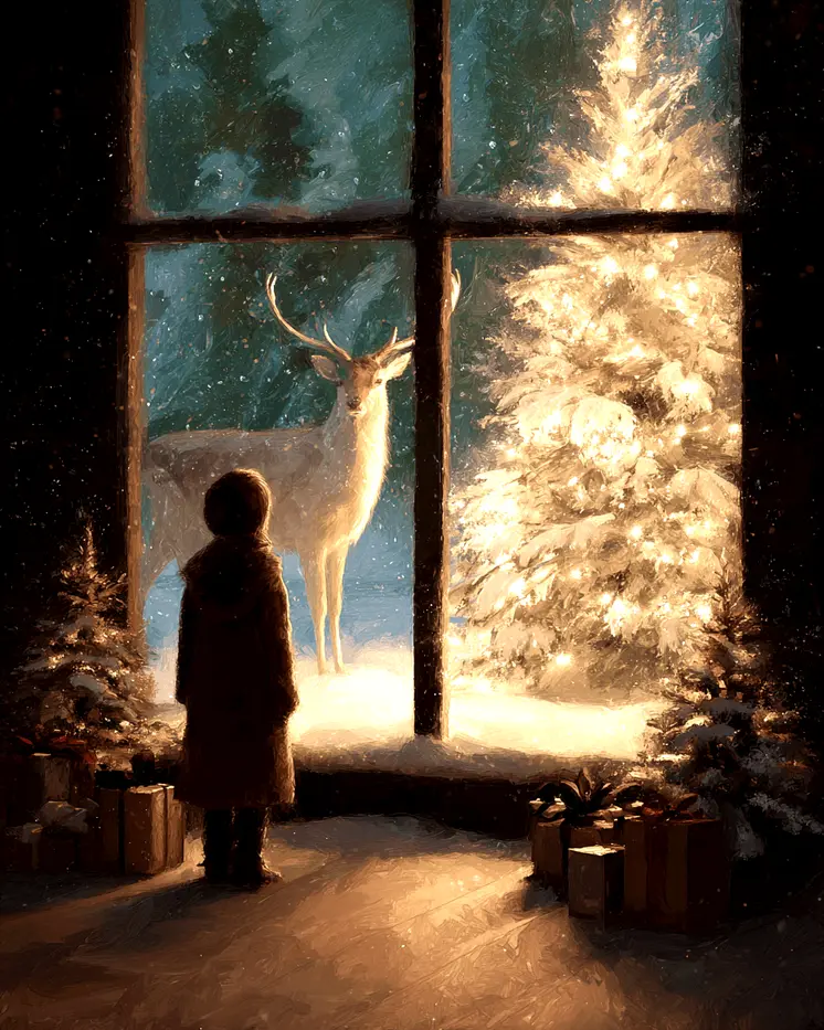 The Christmas Deer Christmas Art Print - 8"x10" Artwork