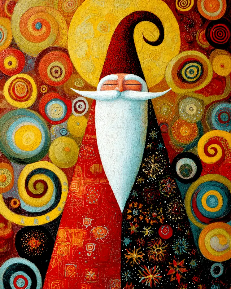 Boho Ho Ho Santa Claus Christmas Art Print - 8"x10" Artwork