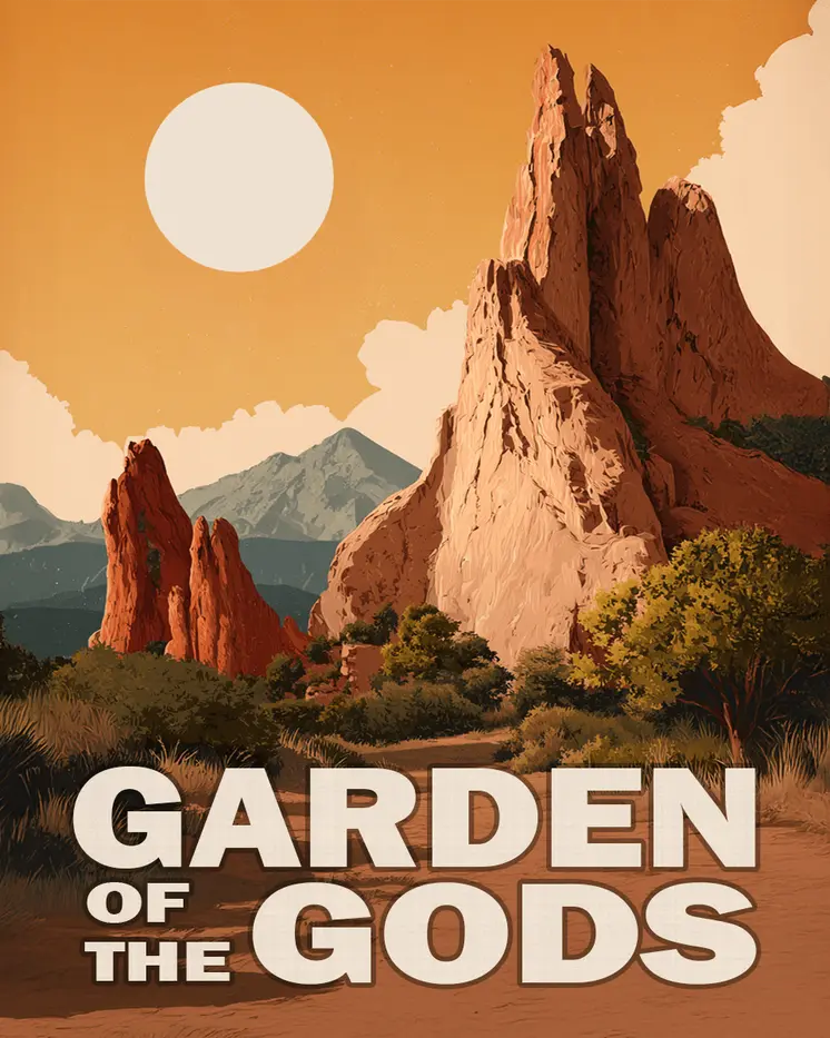 Minimalist Garden of the Gods Art Print - 8"x10" Artwork for 11"x14" Frame