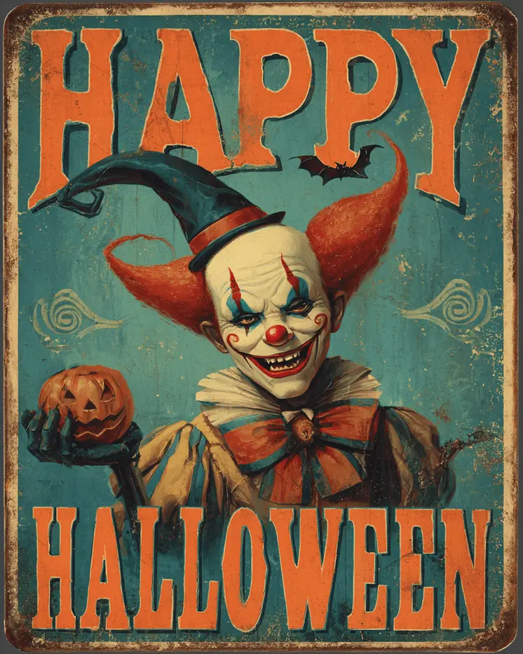 Halloween Clown Sign Art Print - 8"x10" Artwork for 11"x14" Frame