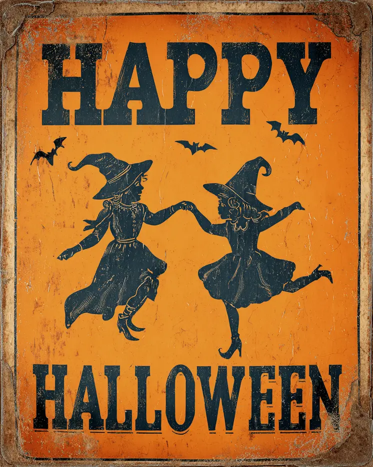 Happy Witches Halloween Sign Halloween Art Print - 8"x10" Artwork for 11"x14" Frame