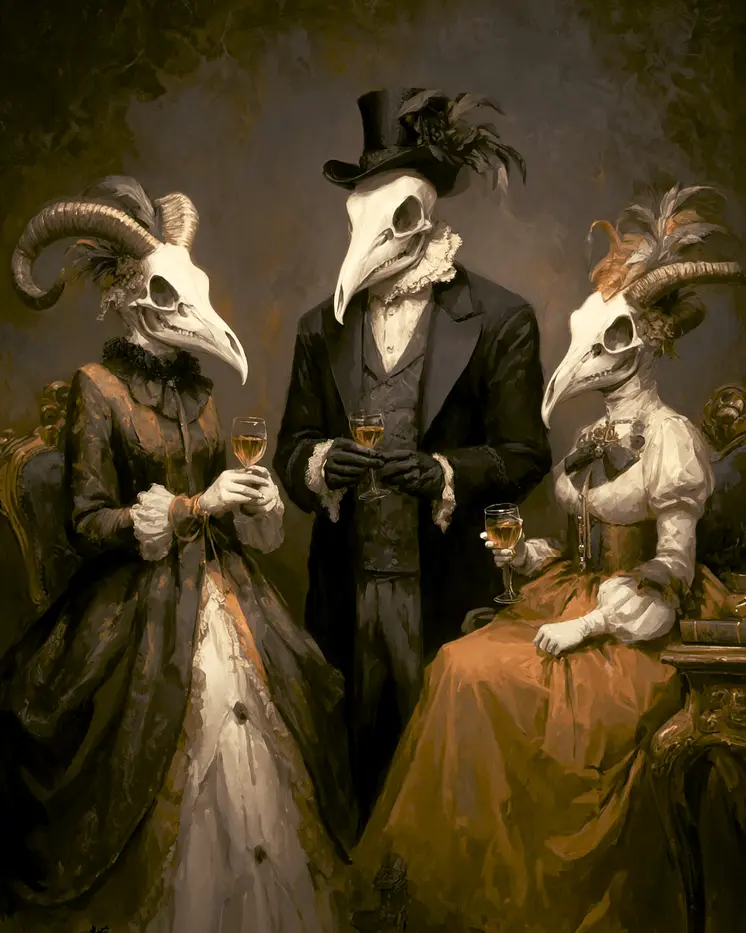 Evil Dinner Guests Dark Academia Art Print - 8"x10" Artwork for 11"x14" Frame