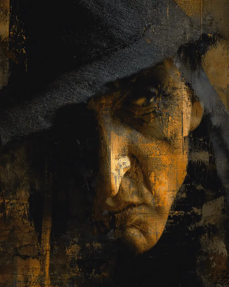 Abstract Witch Face Dark Academia Art Print - 8"x10" Artwork for 11"x14" Frame