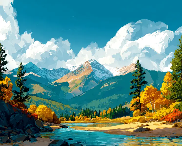 Mountains Midday Nature Art Print - 8"x10" Artwork for 11"x14" Frame