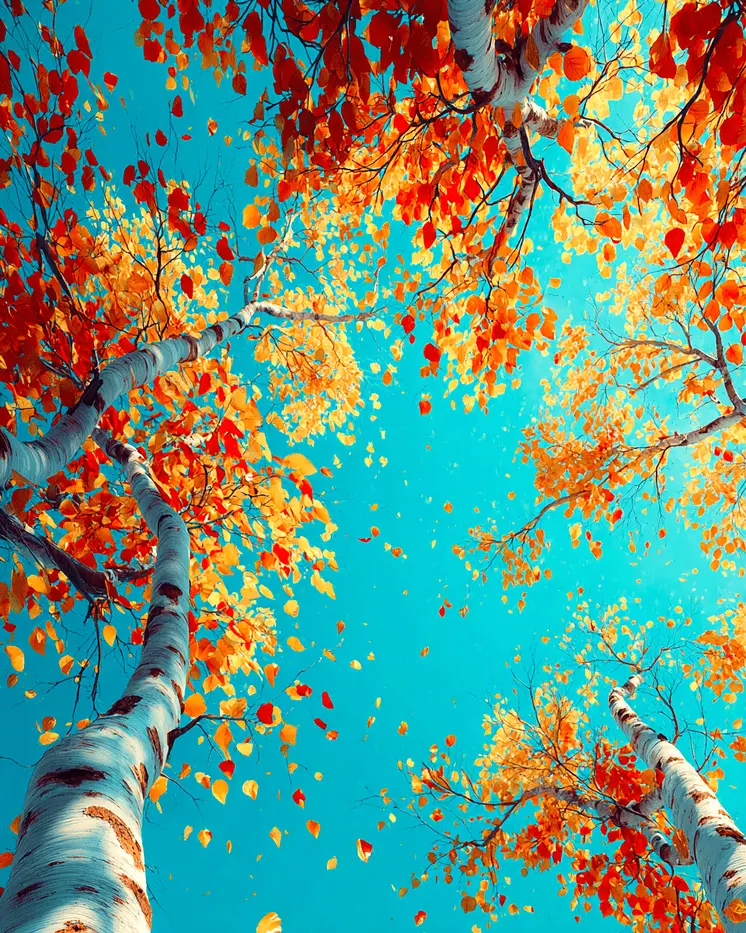 Brilliant Leaves Mountains Nature Art Print - 8"x10" Artwork for 11"x14" Frame