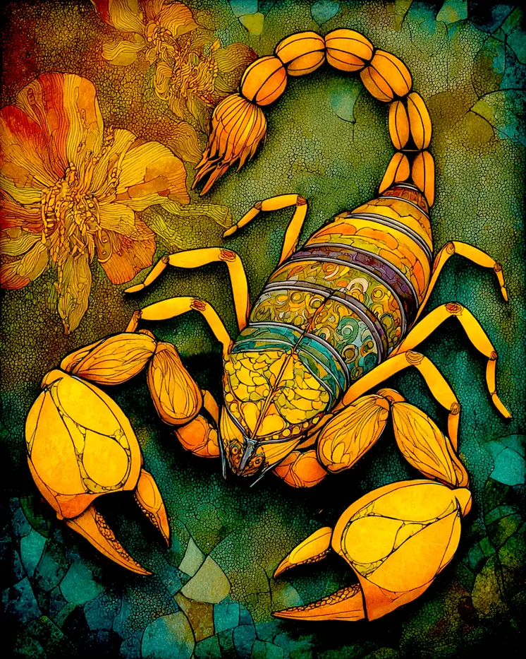 Stylized Scorpion Wildlife Art Print - 8"x10" Artwork for 11"x14" Frame