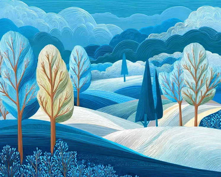 Abstract Winterscape - Winter Landscape Art Print - 8"x10" Artwork for 11"x14" Frame