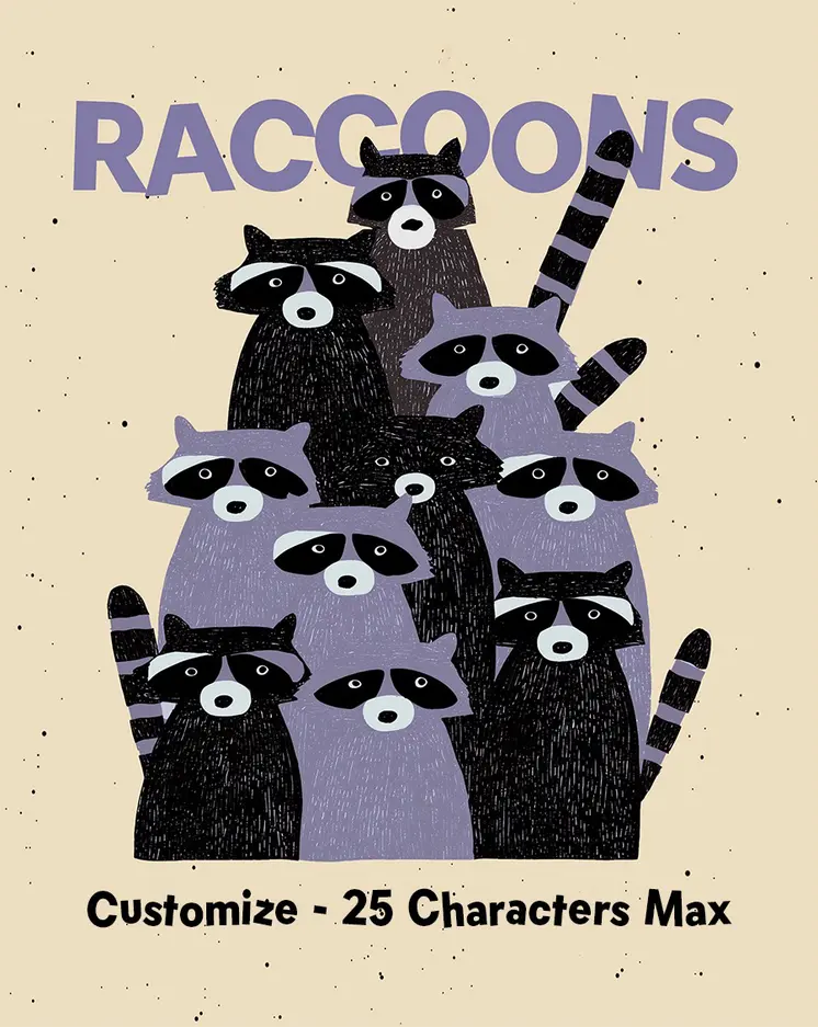Customizable Playful Raccoons Fun, Whimsical and Stylish Wildlife Art Print - 8"x10" Artwork for 11"x14" Frame