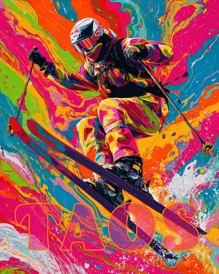 Psychedelic Taos - Famous Ski Area Art Print - 8"x10" Artwork for 11"x14" Frame