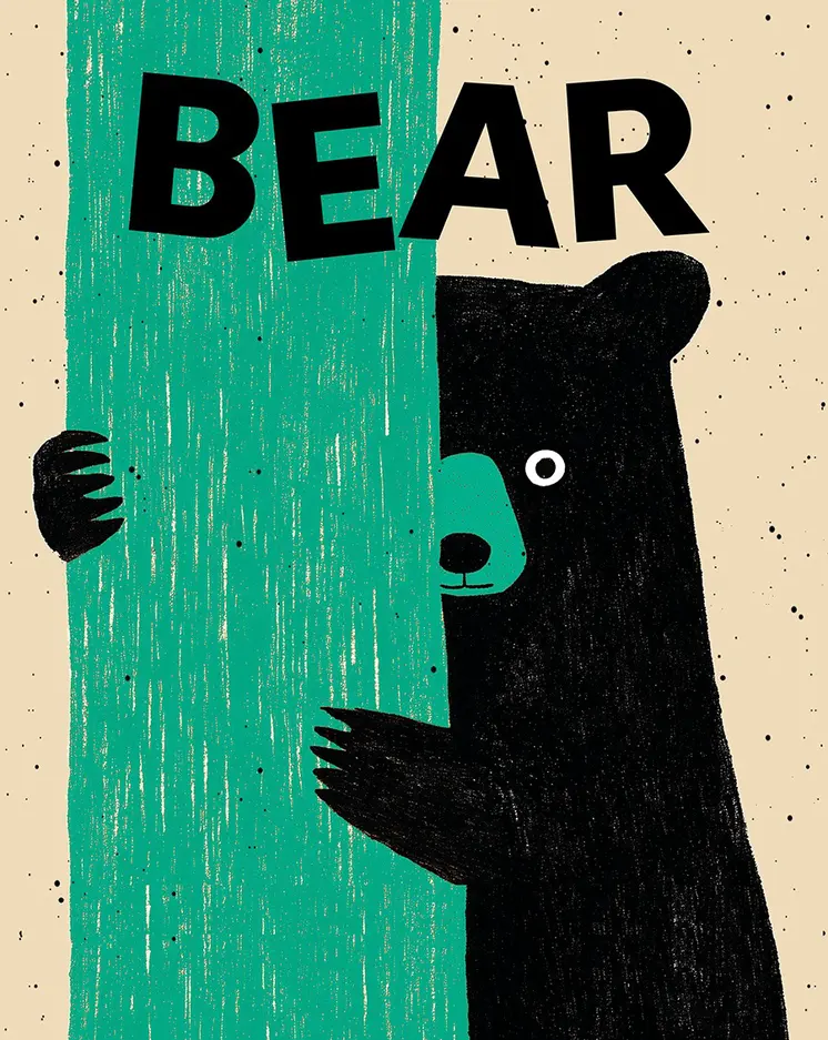 Playful Bear Fun, Whimsical and Stylish Wildlife Art Print - 8"x10" Artwork for 11"x14" Frame