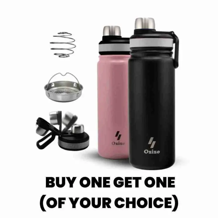 Ozizo Shaker Bottle M60, Insulated Stainless Steel Protein Shaker Bottle 22 oz, Insulated Shaker with Filter, Flip Top Cap and Wire Whisk Ball Spring Mixer