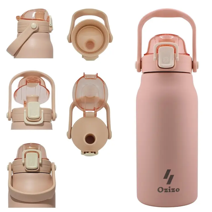 Ozizo M22 44oz Insulated Unique Body Bottle w/ Stainless steel Handle&Lid