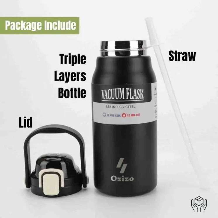 Ozizo M22 44oz Insulated Unique Body Bottle w/ Stainless steel Handle&Lid