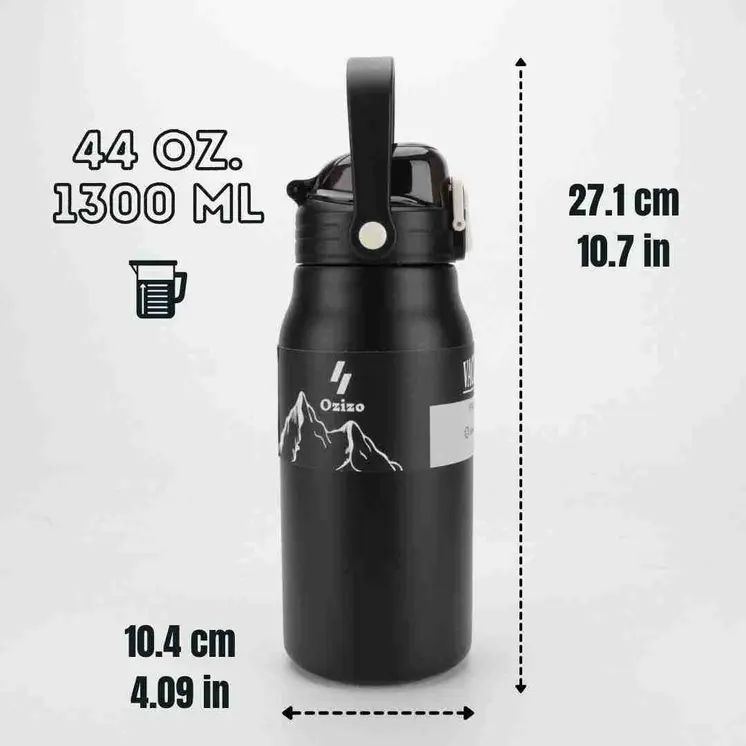 Ozizo M22 44oz Insulated Unique Body Bottle w/ Stainless steel Handle&Lid