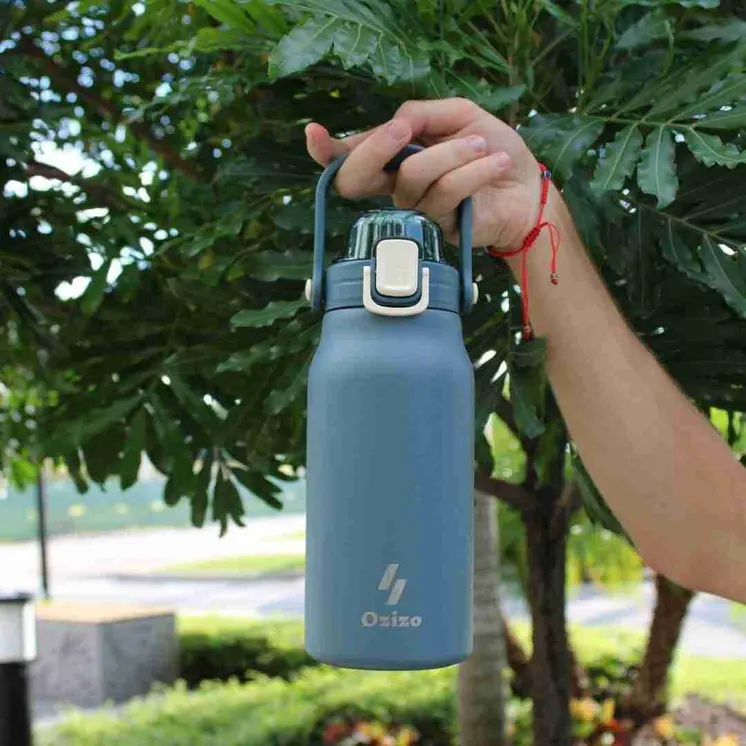 Ozizo M22 44oz Insulated Unique Body Bottle w/ Stainless steel Handle&Lid
