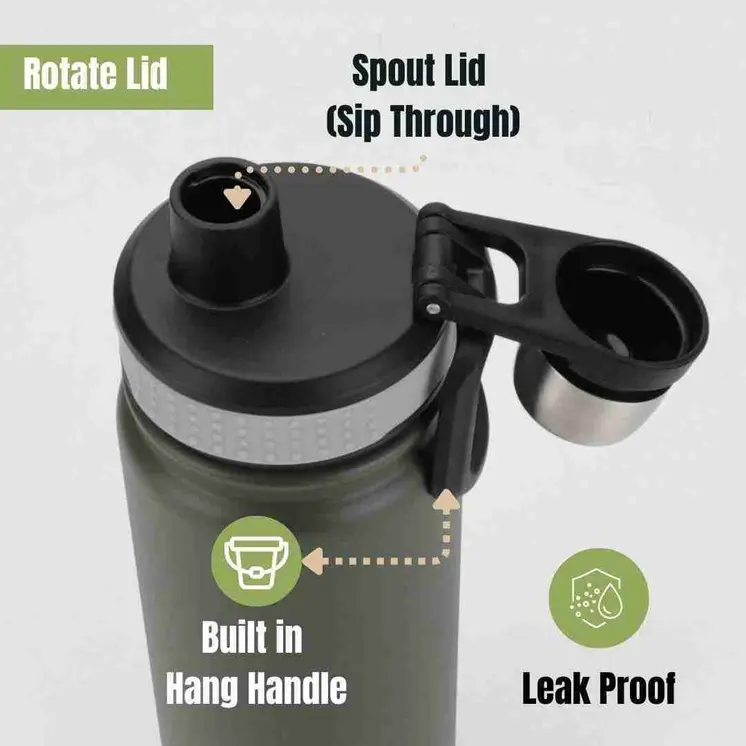 Ozizo M59 22oz 650 ml Sport Insulated Bottle with Rotating Lid and Handle