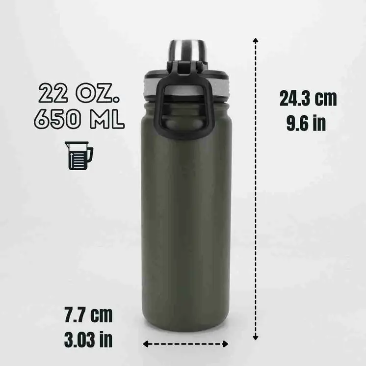 Ozizo M59 22oz 650 ml Sport Insulated Bottle with Rotating Lid and Handle