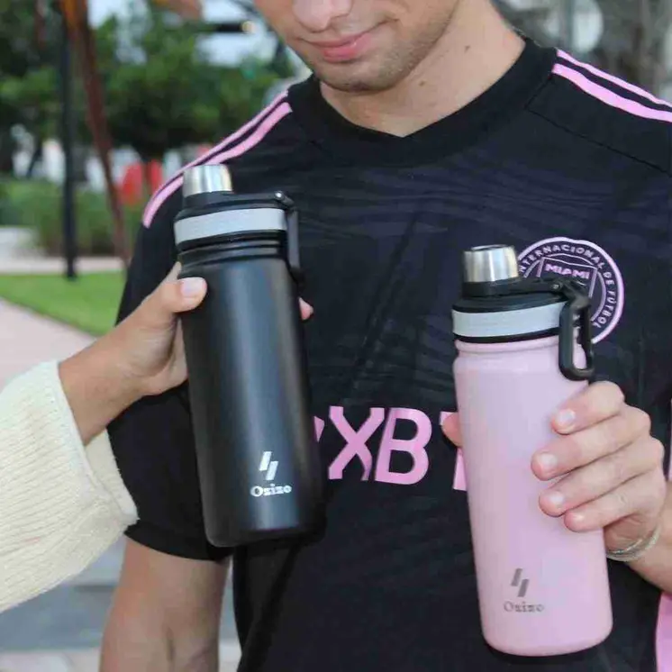 Ozizo Shaker Bottle M60, Insulated Stainless Steel Protein Shaker Bottle 22 oz, Insulated Shaker with Filter, Flip Top Cap and Wire Whisk Ball Spring Mixer