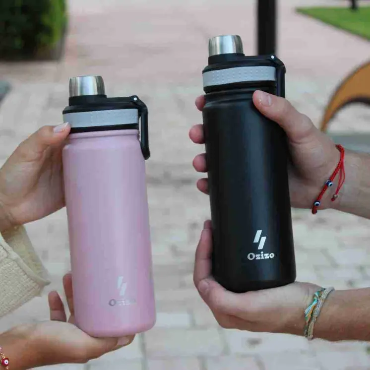 Ozizo Shaker Bottle M60, Insulated Stainless Steel Protein Shaker Bottle 22 oz, Insulated Shaker with Filter, Flip Top Cap and Wire Whisk Ball Spring Mixer