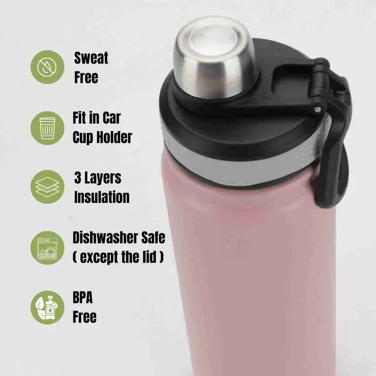 Ozizo Shaker Bottle M60, Insulated Stainless Steel Protein Shaker Bottle 22 oz, Insulated Shaker with Filter, Flip Top Cap and Wire Whisk Ball Spring Mixer
