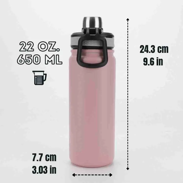 Ozizo Shaker Bottle M60, Insulated Stainless Steel Protein Shaker Bottle 22 oz, Insulated Shaker with Filter, Flip Top Cap and Wire Whisk Ball Spring Mixer