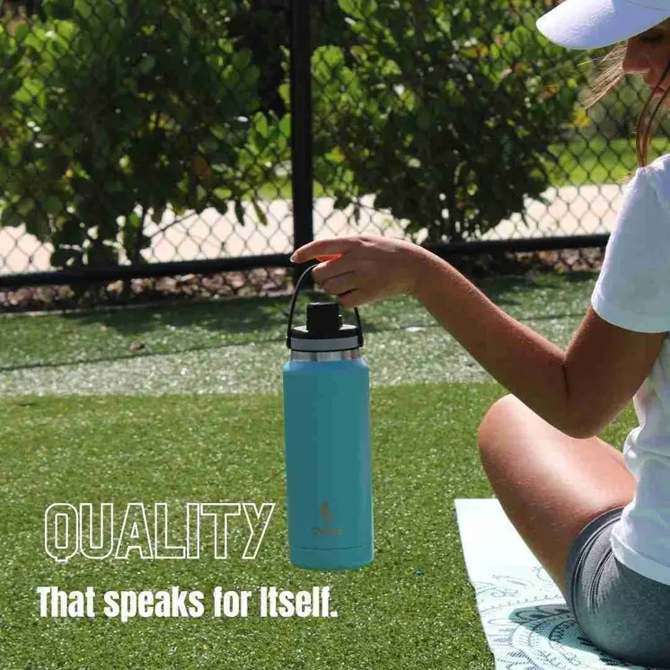 Ozizo M69 34oz 1000ml Insulated Bottle with Handle and Attached Cap