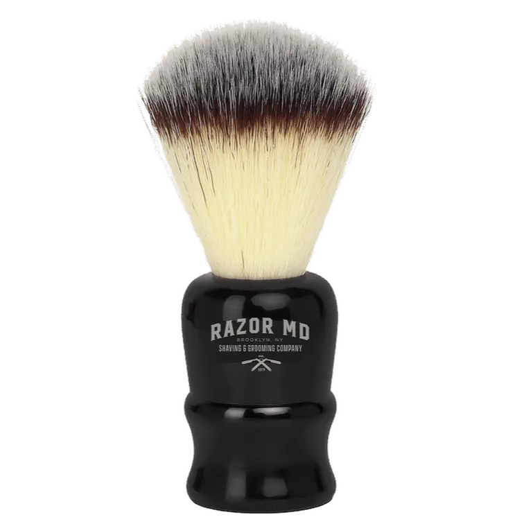 RAZOR MD Black Handle Travel Shave Brush (Synthetic Hair)