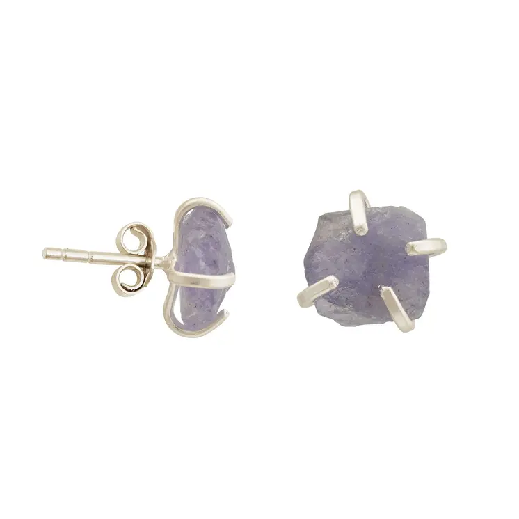 Handmade Tanzanite Earrings in its Natural form in Silver 925