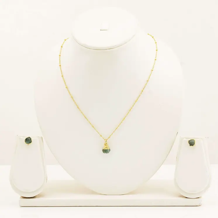 Handmade Emerald Set in its Natural form Gold Plated