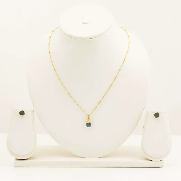 Handmade Sapphire Set in its Natural form Gold Plated