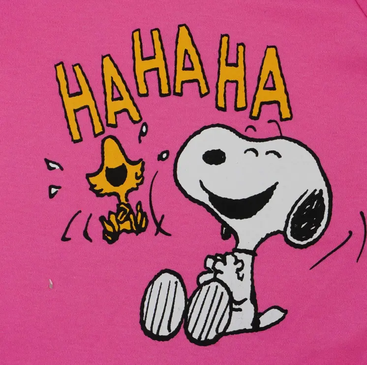 Hosszú ujjú vékony pamut rugdalózó Snoopy mintával