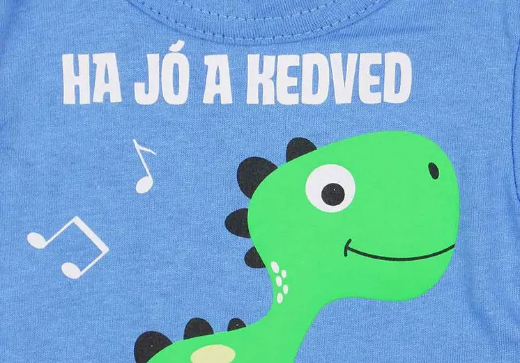 Rövid ujjú feliratos dinós baba body