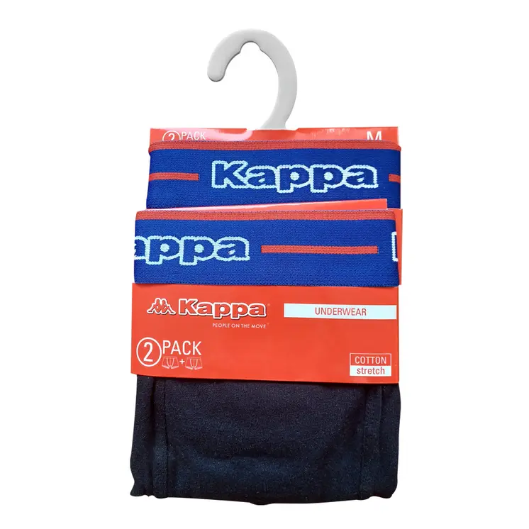 Kappa men's cotton boxer briefs - 2 pcs/pack - black with blue lettering - M