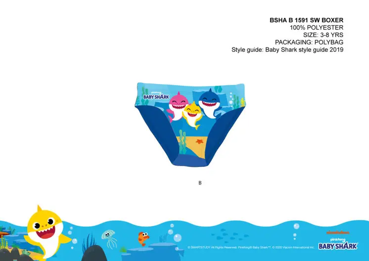 Baby Shark bath bottom for boys - medium blue - 110