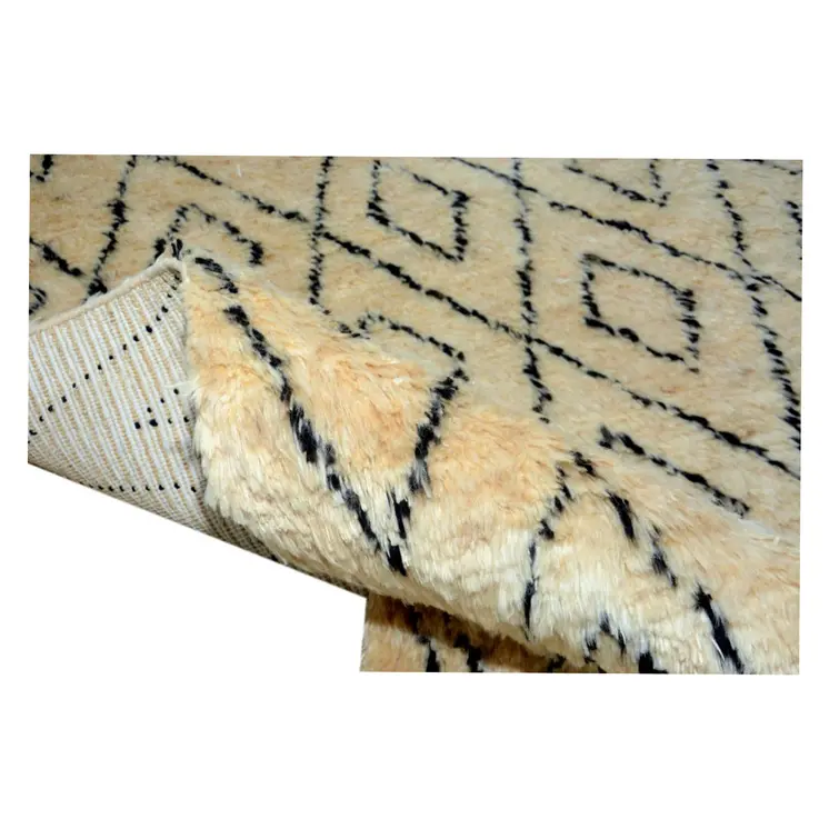 Moroccan Yellow Fluffy Soft Rug