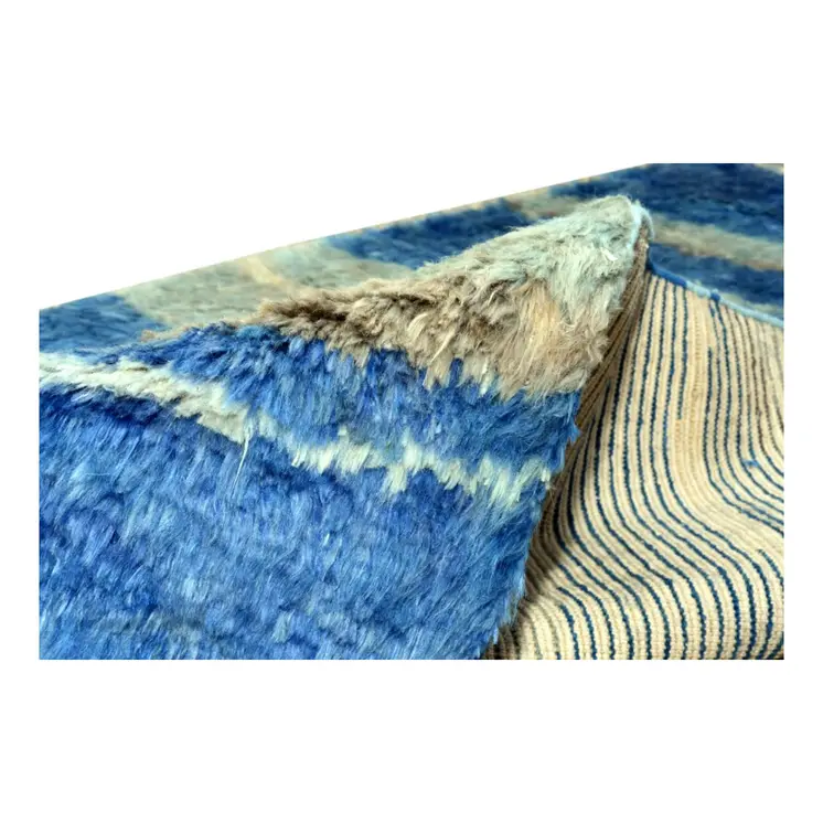 Moroccan Blue White Fluffy Soft Carpet