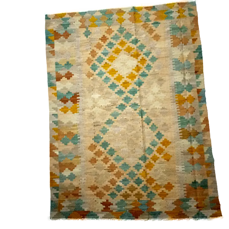 Nomadic Handwoven Khaki Kilim Carpet