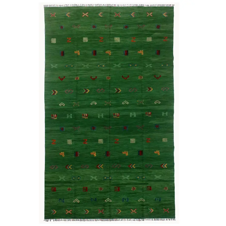 Soumak Everglade Green Kilim Rug