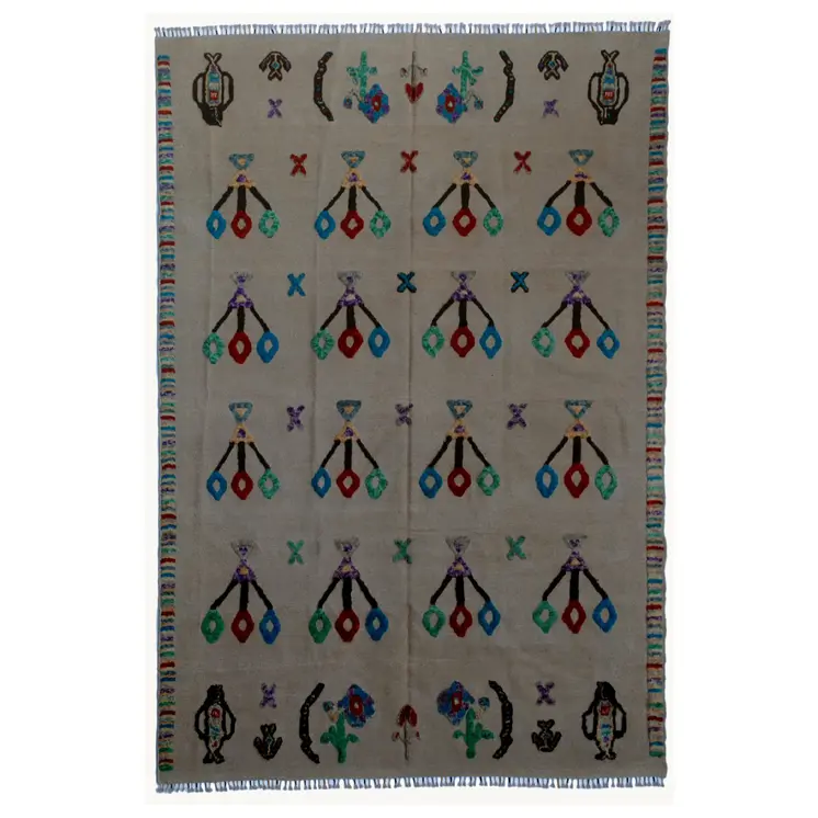 Soumak Peat Beige Kilim Rug